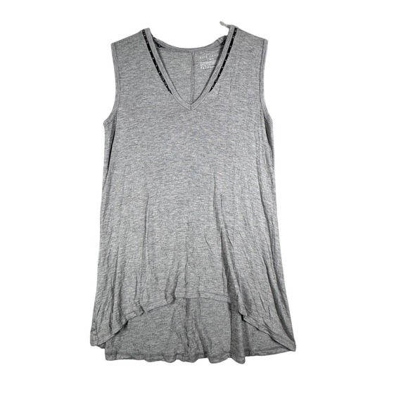 Elie Tahari Tank Top Studded Gray Womens XS Sleeveless Shirt Casual Edgy Neutral - Picture 1 of 9